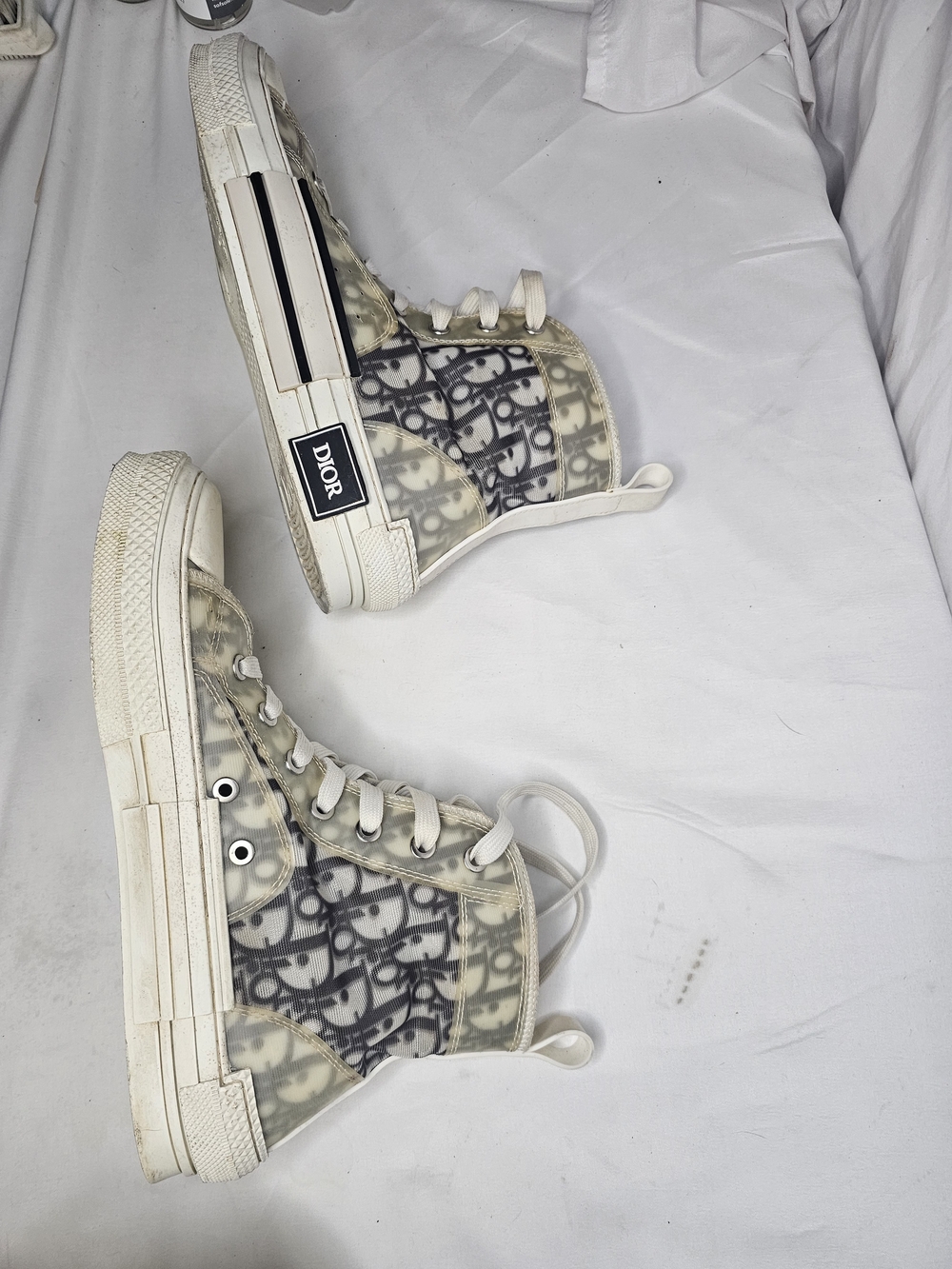 Dior Women's Translucent High-Top Sneakers in White and Grey. - Picture 5 of 12